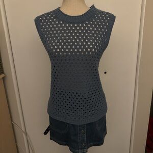 Madewell Blue crochet Sleeveless sweater Top XXL
